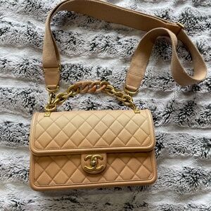 Authentic Chanel Sunset on the Sea Medium Flap Bag Beige Neutrals